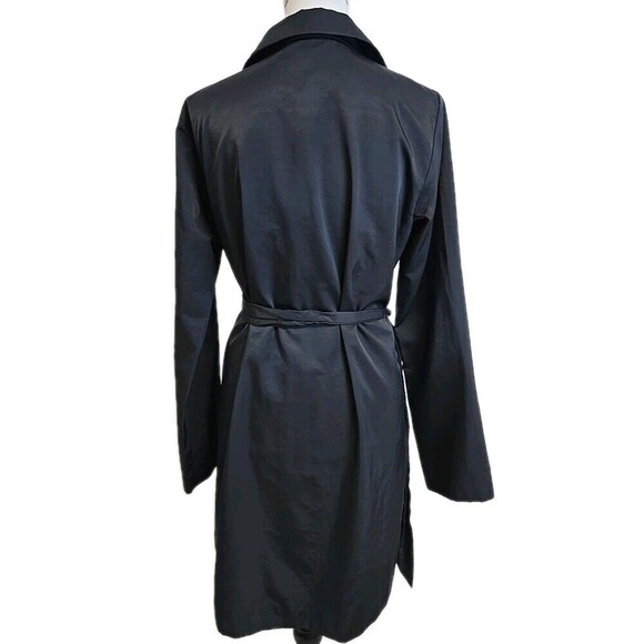 Eileen Fisher Trench Coat Windbreaker Raincoat Belted Pockets Black Women’s Sz S - Picture 4 of 11